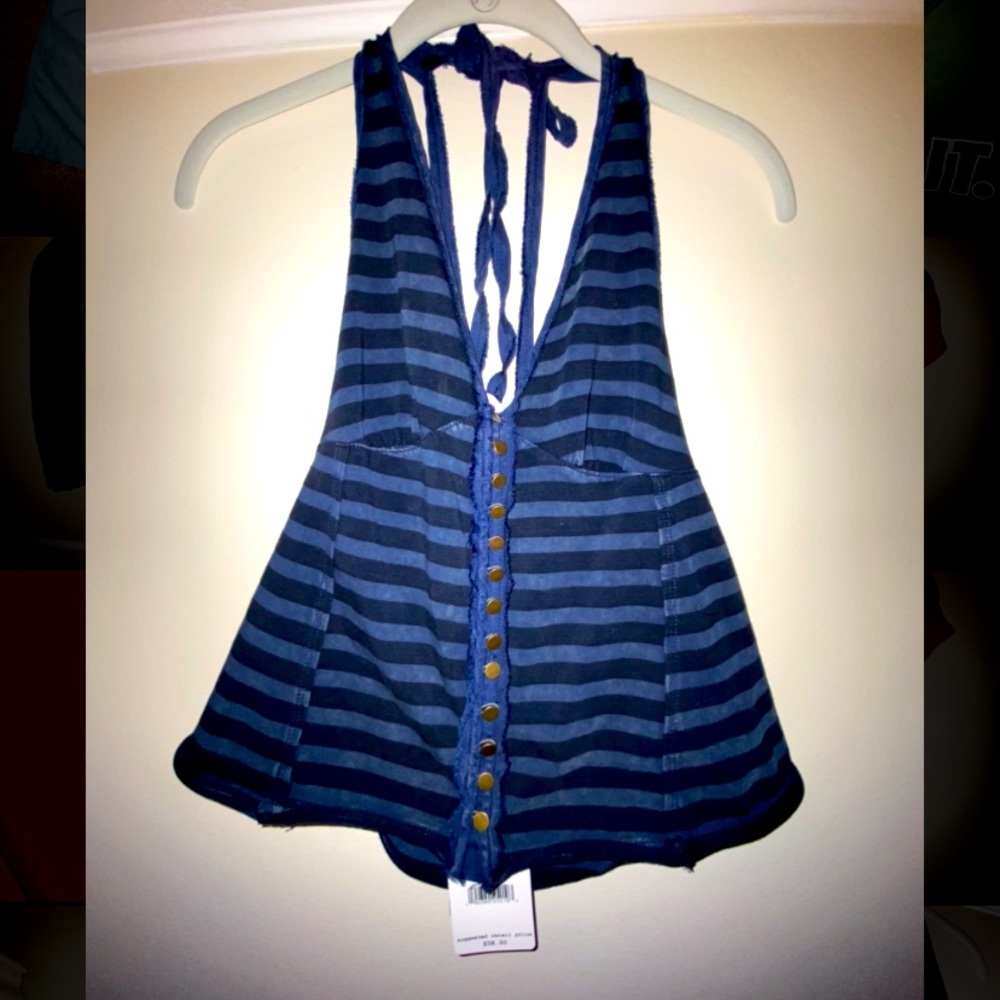Free People Corset Halter Tank Top